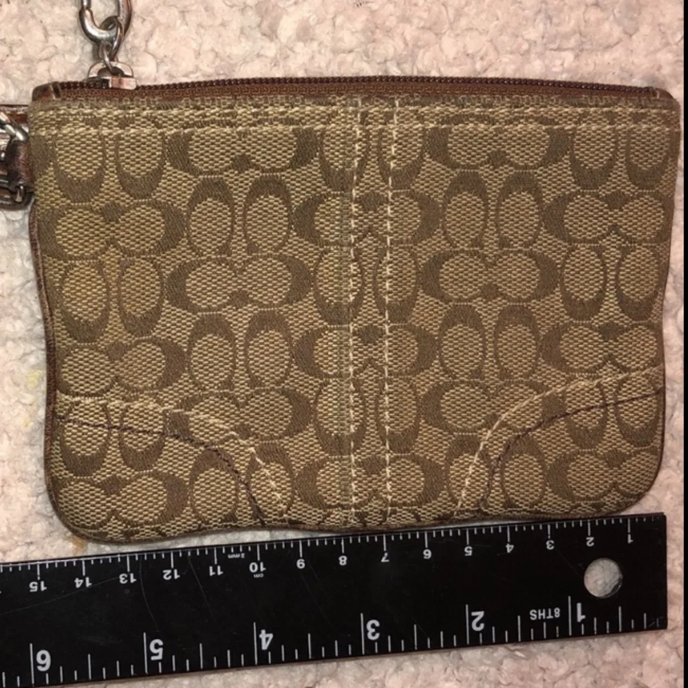 Coach brown & tan monogram wristlet & hang tag matching pieces available